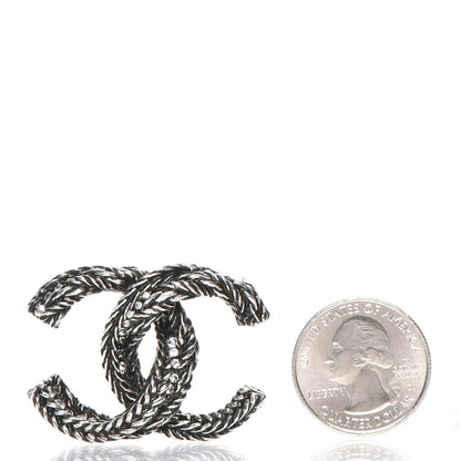 Chanel Crystal Ruthenium Braided CC Brooch 3 of 6