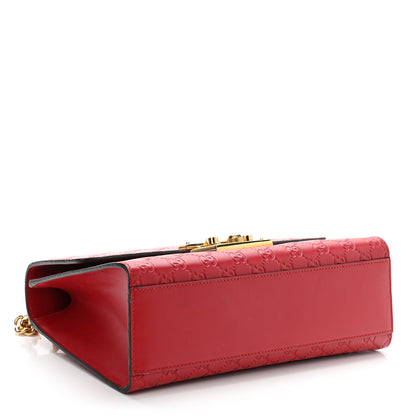 Gucci Guccissima Medium Padlock Shoulder Bag Hibiscus Red 8 of 21