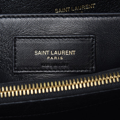 Saint Laurent Sheepskin Matelasse Chevron Monogram Large College Satchel Black 6 of 12