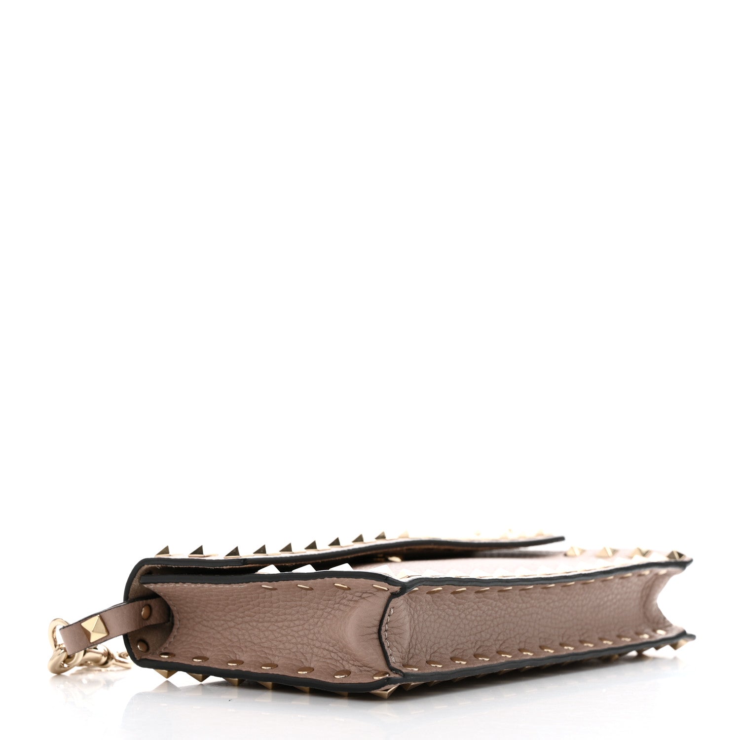 Valentino Garavani Pebbled Calfskin Rockstud Flap Wallet On Chain Poudre 4 of 9