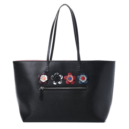 Fendi Vitello Elite Flowerland Medium Roll Tote Black 1 of 13