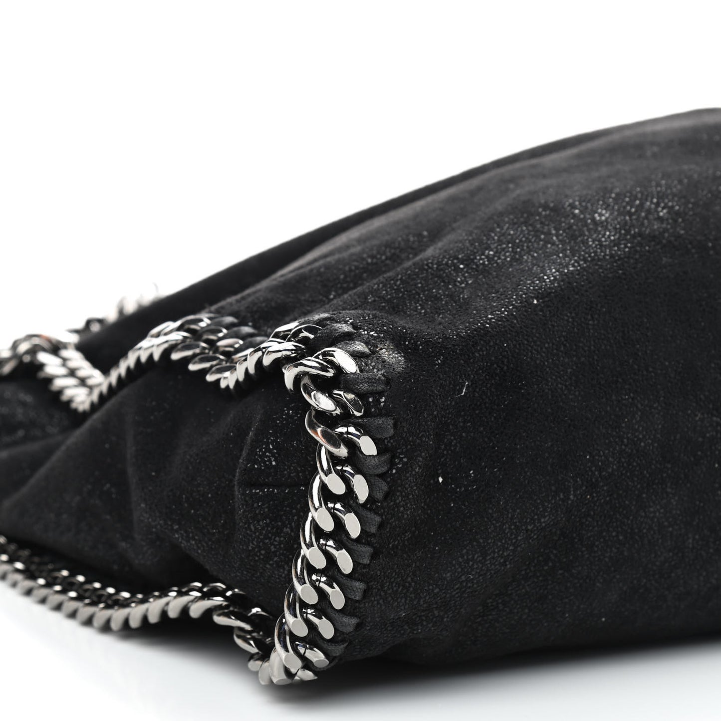 Embellished Shaggy Deer Small Falabella Fold Over Tote Black