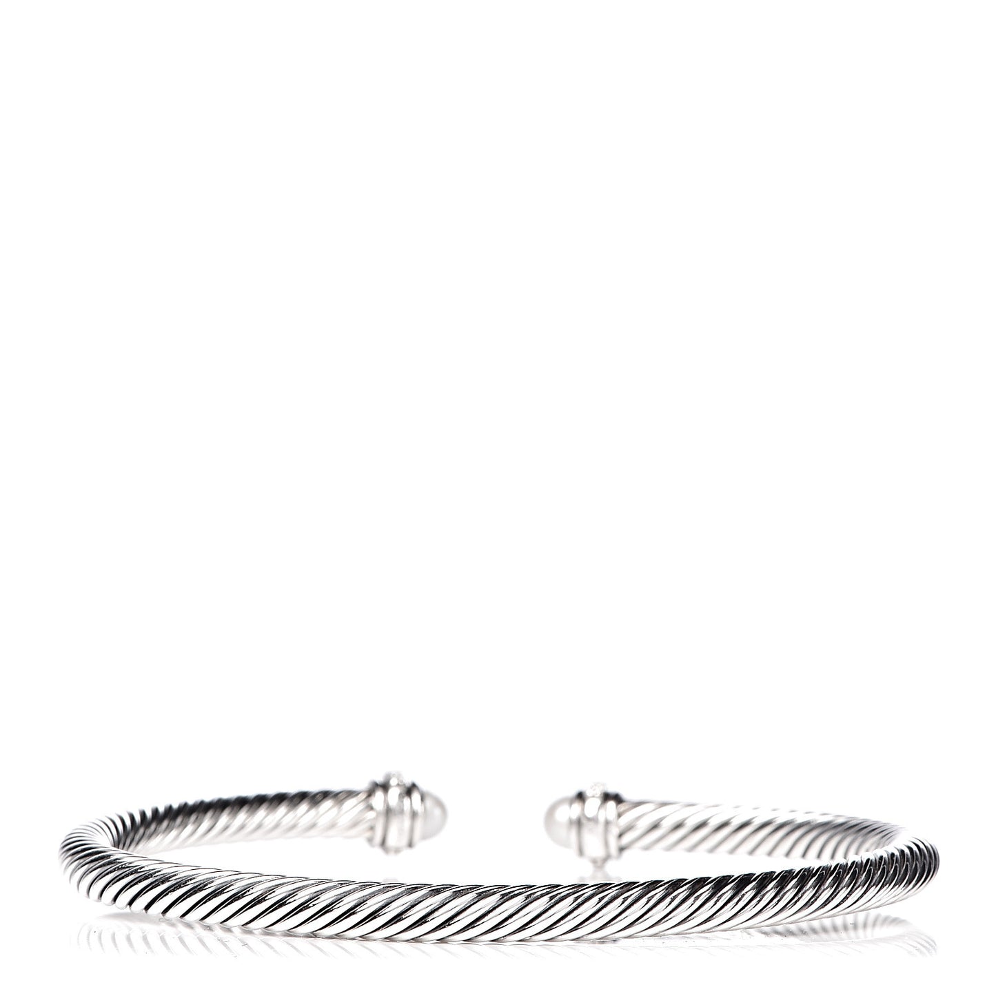 Sterling Silver Pearl Diamond 4mm Cable Classics Bracelet
