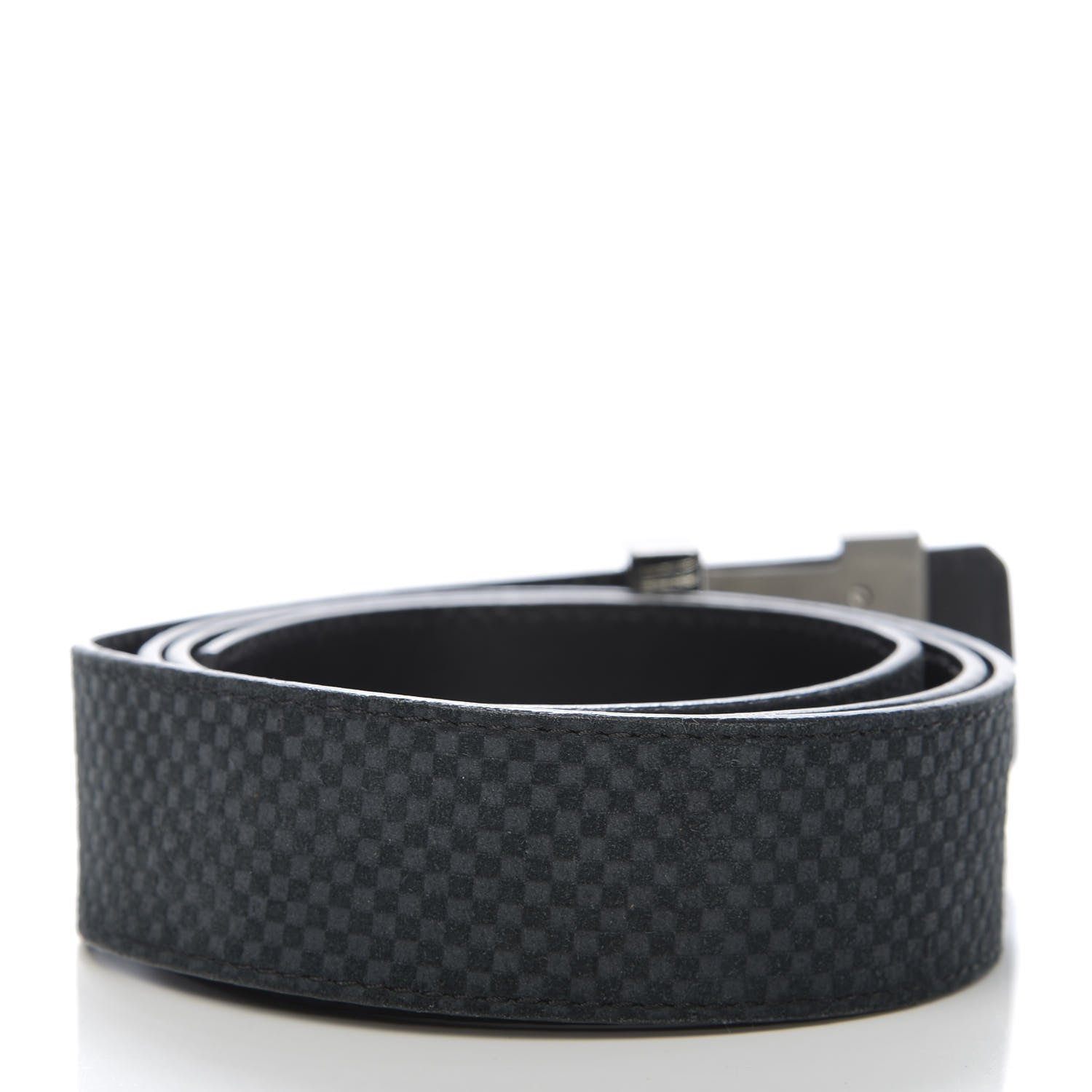 Louis Vuitton Suede Calfskin Mini Damier 40mm LV Initiales Belt 105 42 Carbone 2 of 7