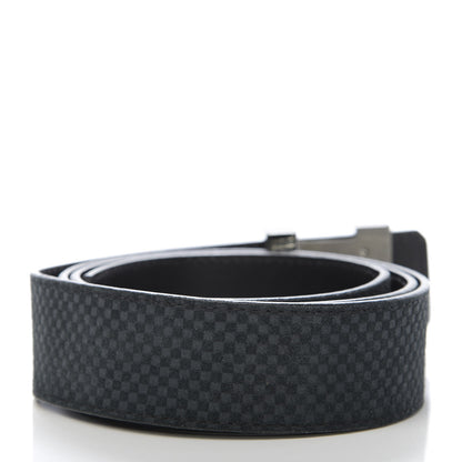 Louis Vuitton Suede Calfskin Mini Damier 40mm LV Initiales Belt 105 42 Carbone 2 of 7