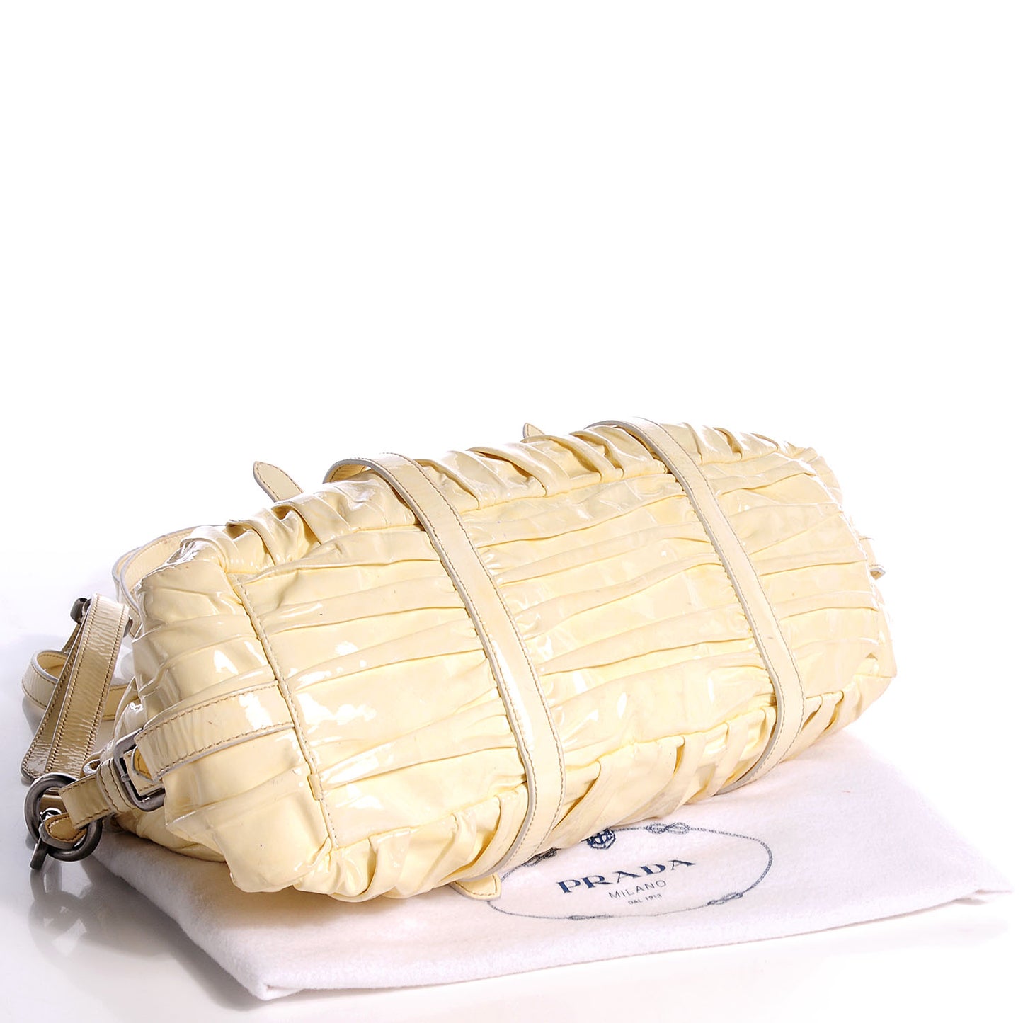 Vernice Dressy Gaufre Shopping Satchel White