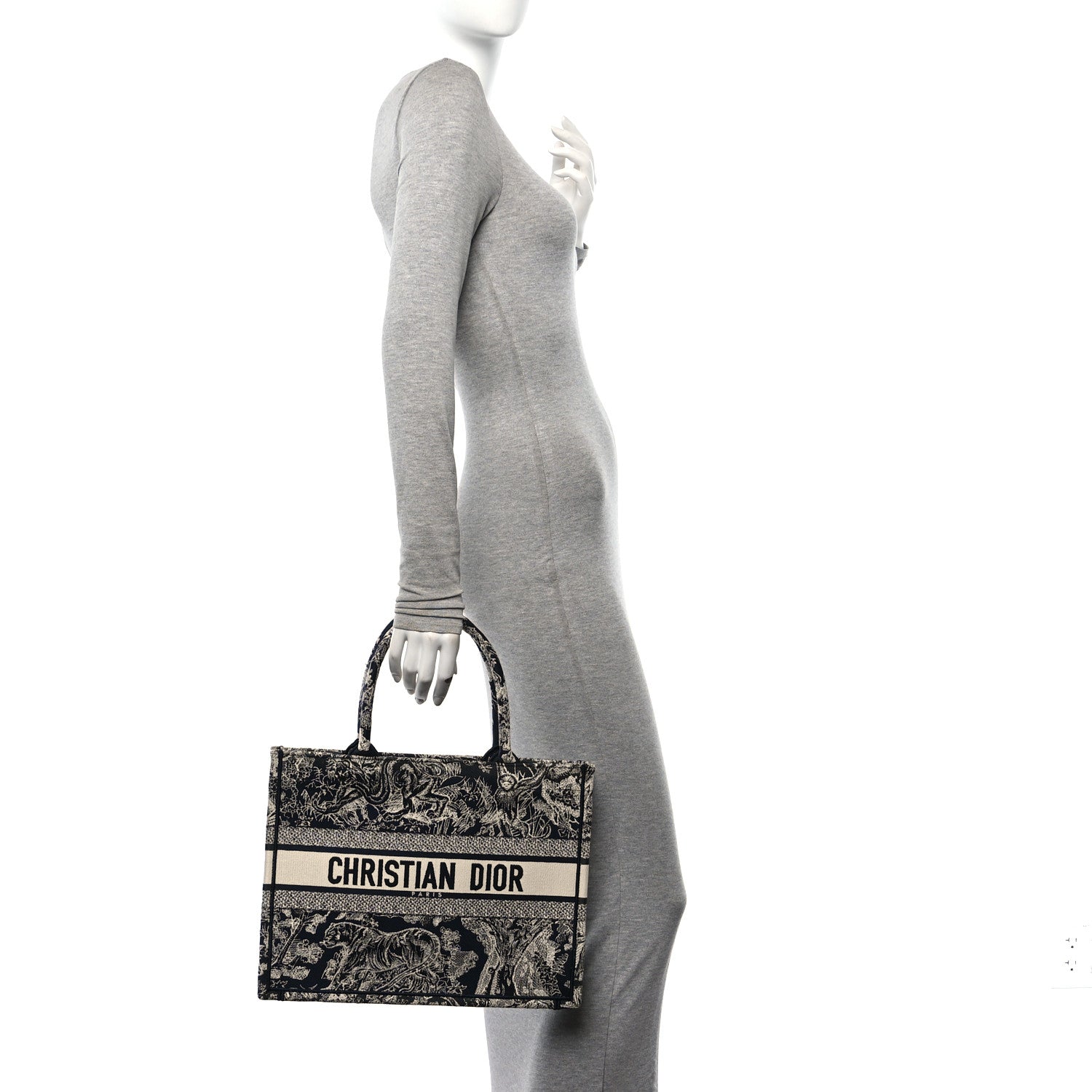 Christian Dior Canvas Embroidered Medium Toile De Jouy Reverse Book Tote Blue 2 of 10