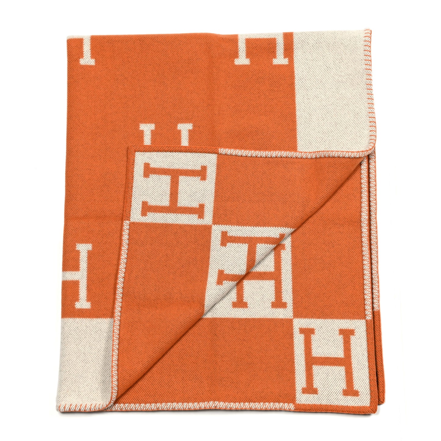 Wool Cashmere Signature Classic Avalon Blanket Ecru Potiron