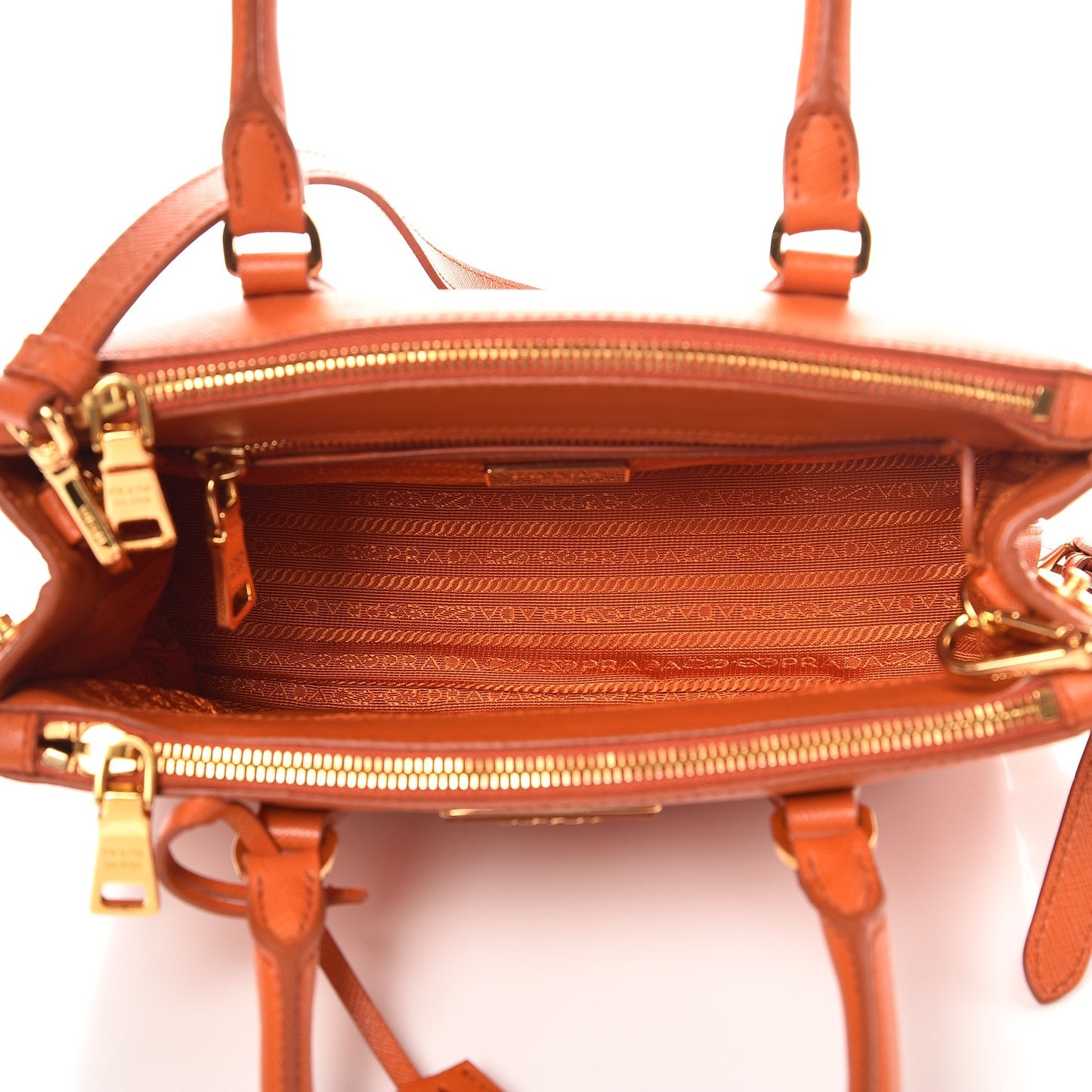 Saffiano Mini Galleria Double Zip Tote Papaya