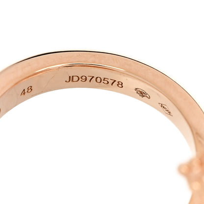 Van Cleef & Arpels 18K Rose Gold Mother of Pearl Carnelian Black Onyx Lucky Spring Between the Finger Ring 48 4.5 6 of 7