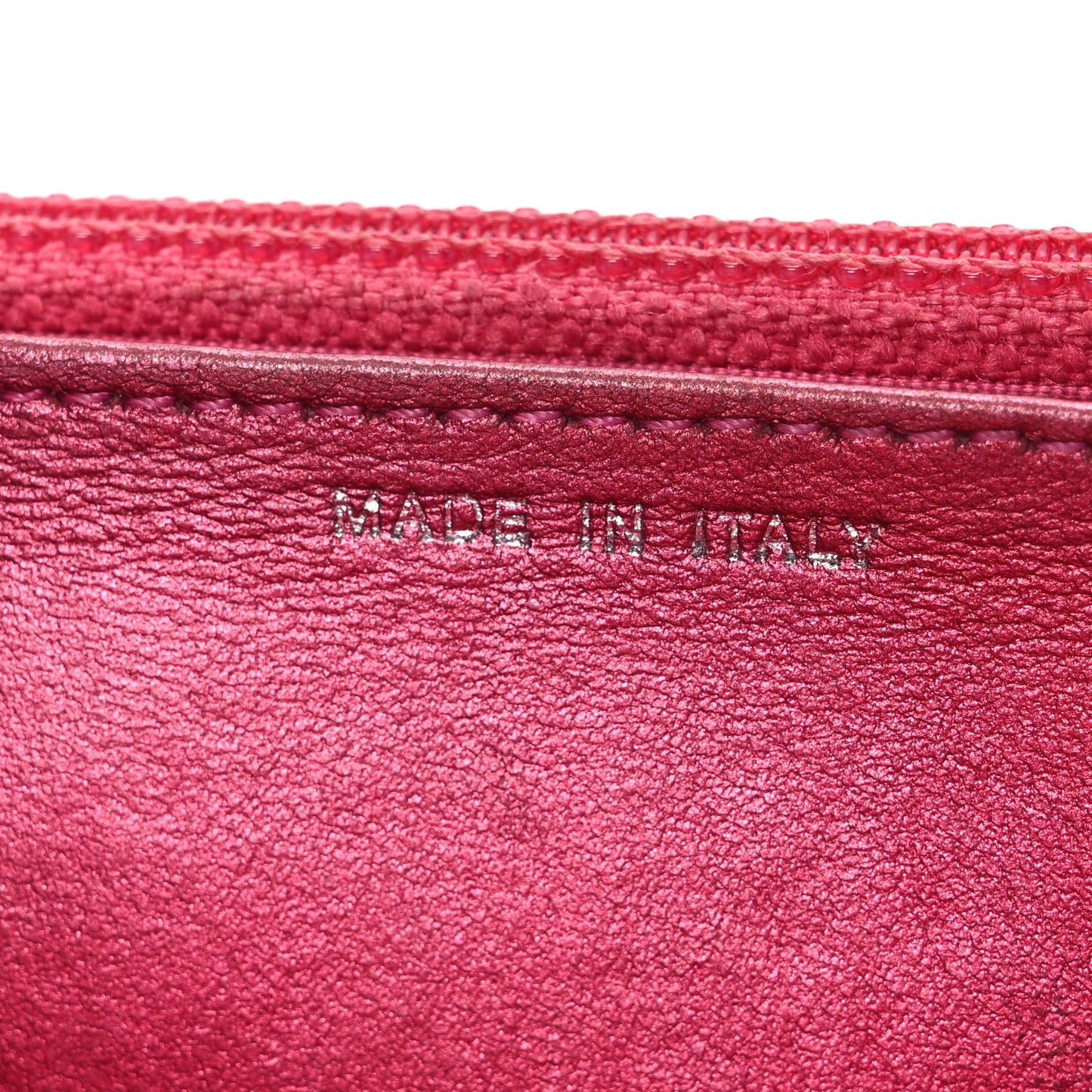 Metallic Patent Calfskin Quilted Boy Wallet On Chain WOC Fuchsia