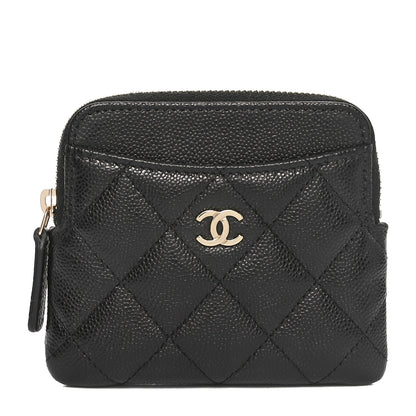 Chanel Caviar Quilted Zip Card Holder Wallet Black 1 of 9