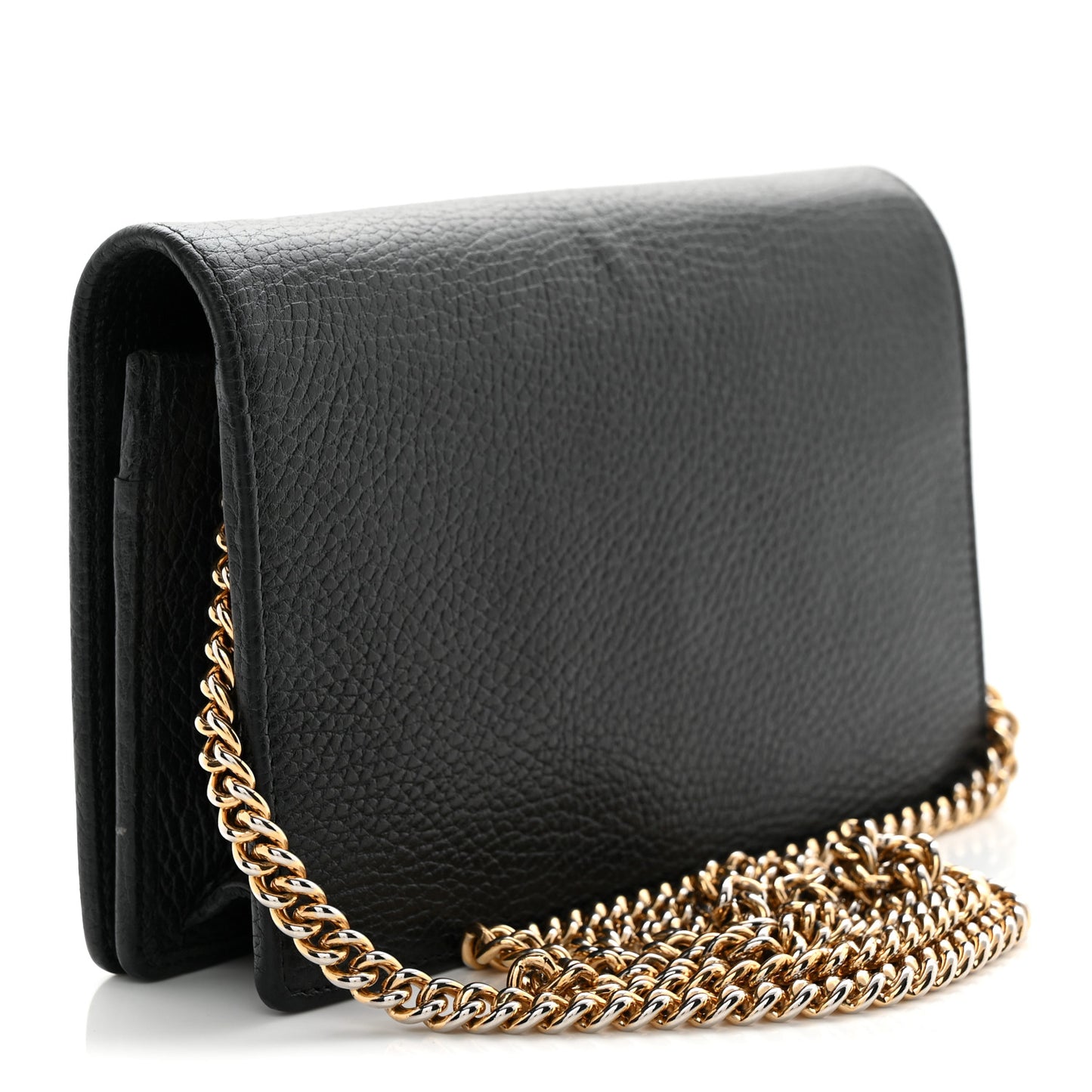 Calfskin Mini GG Marmont Chain Wallet Black