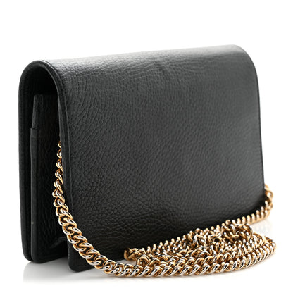Gucci Calfskin Mini GG Marmont Chain Wallet Black 2 of 13