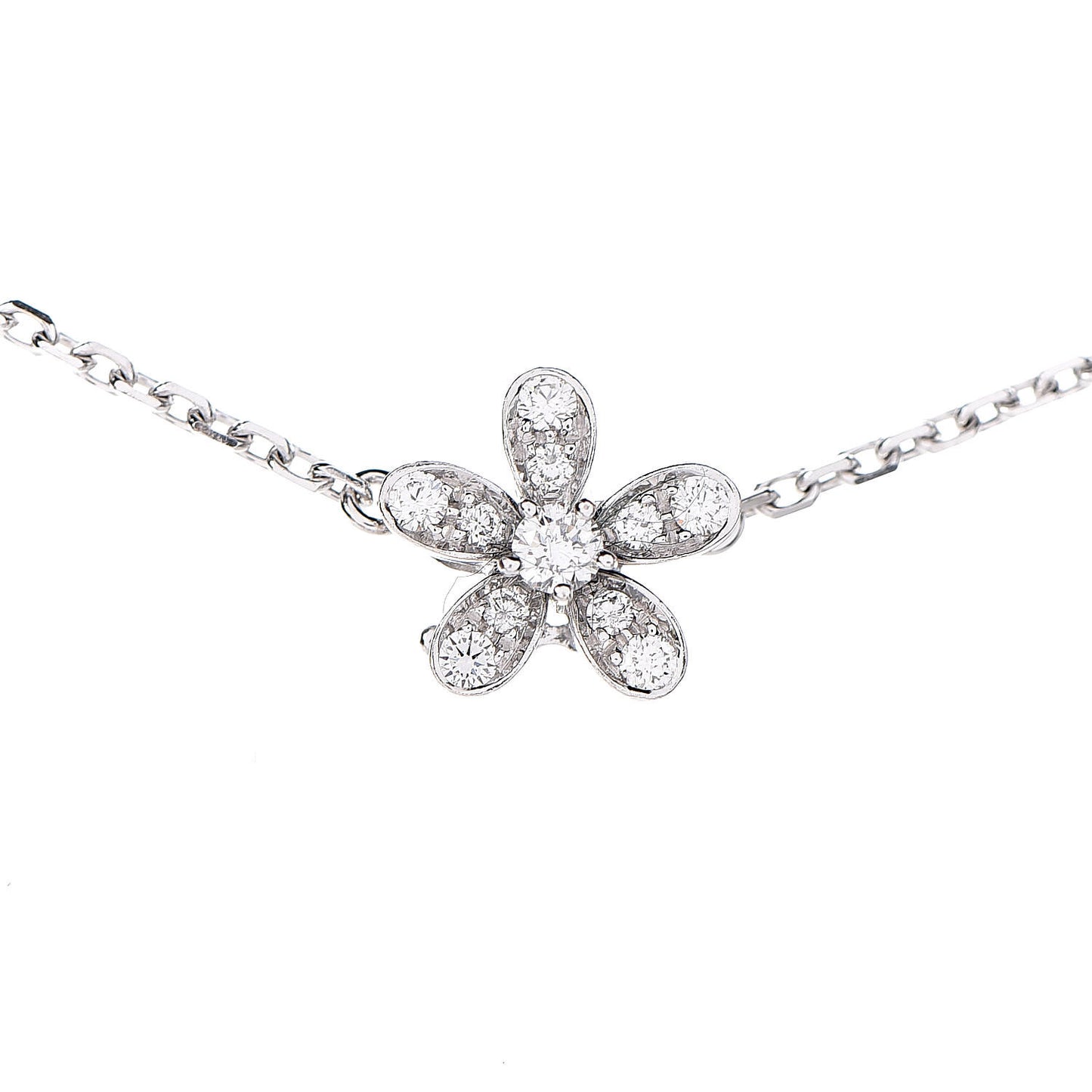 18K White Gold Diamond Socrate 3 Flower Pendant Necklace