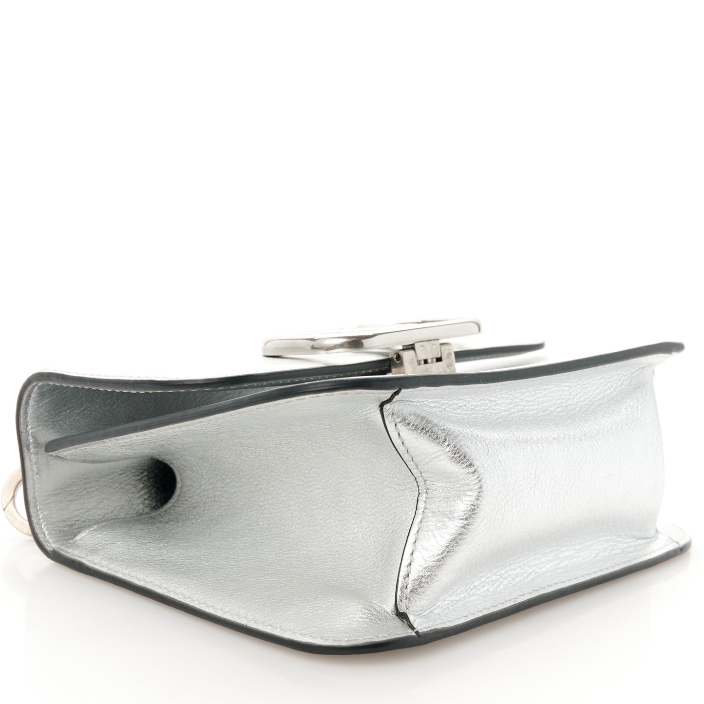Metallic Calfskin Small VSling Shoulder Bag Silver