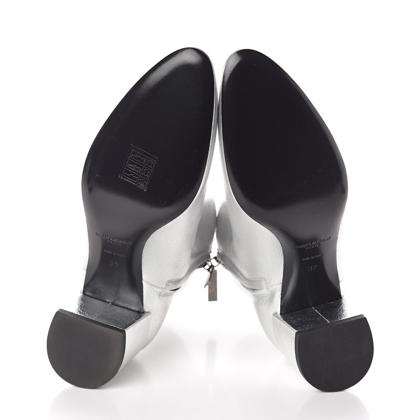 Metallic Calfskin Loulou 50 Ankle Booties 37 Silver