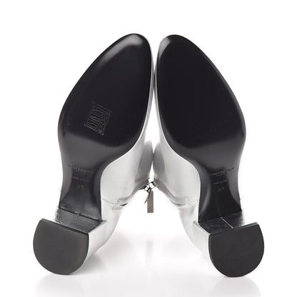 Saint Laurent Metallic Calfskin Loulou 50 Ankle Booties 37 Silver 7 of 8