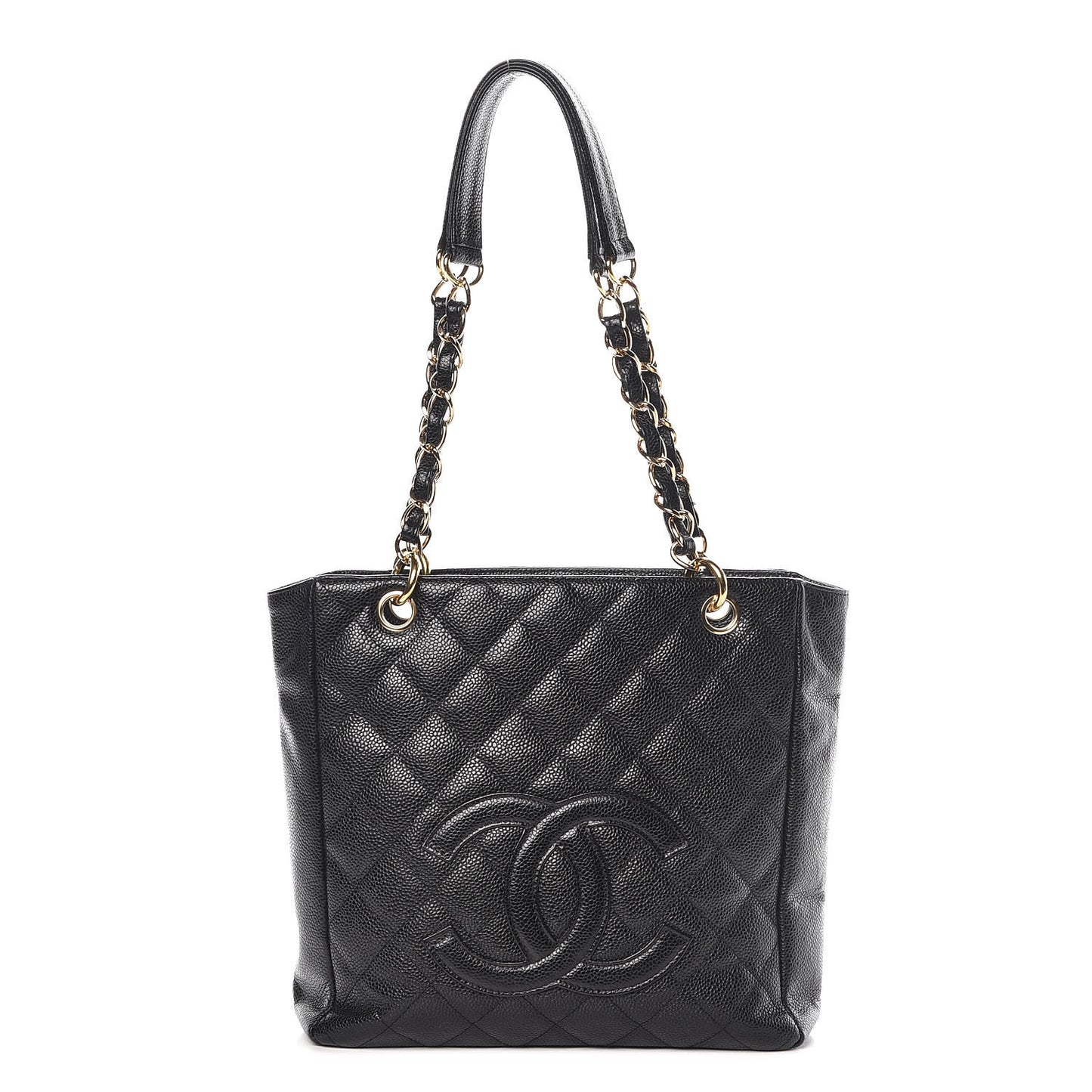 Caviar Quilted Petit Shopping Tote PST Black