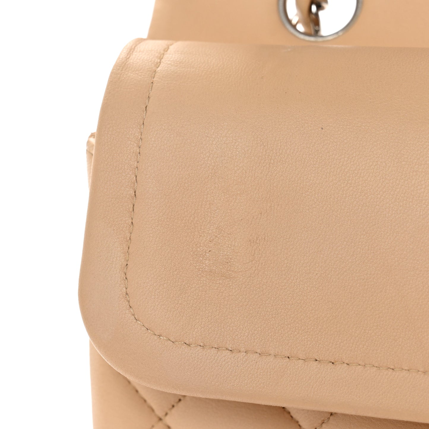 Lambskin Quilted Medium Double Flap Beige
