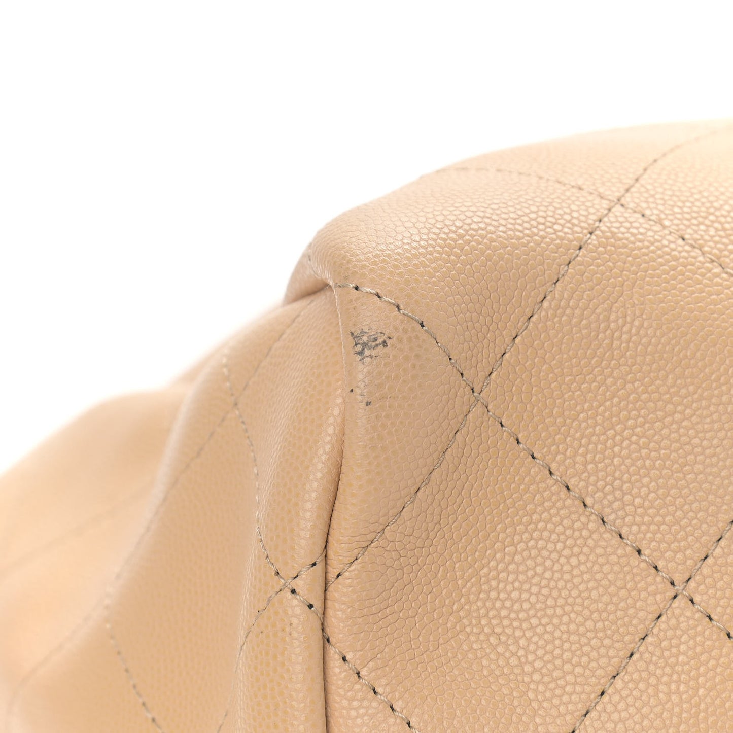 Caviar Stitched Large Shopping Tote Beige