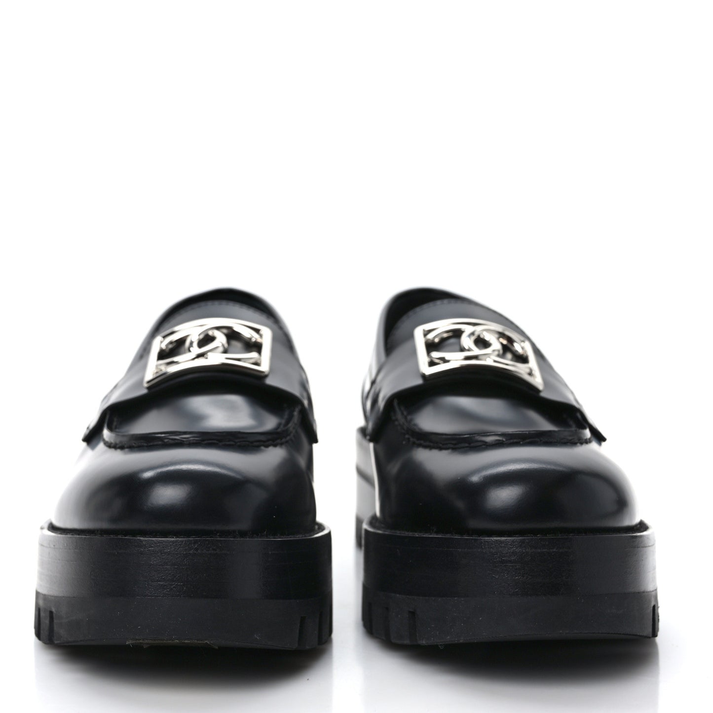Calfskin Metal CC Loafers 36 Black