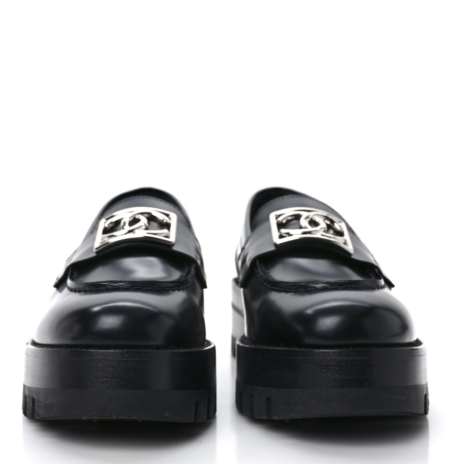 Chanel Calfskin Metal CC Loafers 36 Black 2 of 8