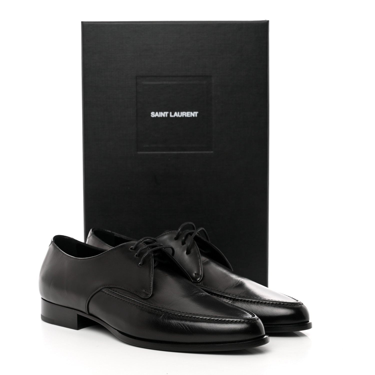 Saint Laurent Calfskin Lace Up Derby Shoes 39 Black 9 of 9