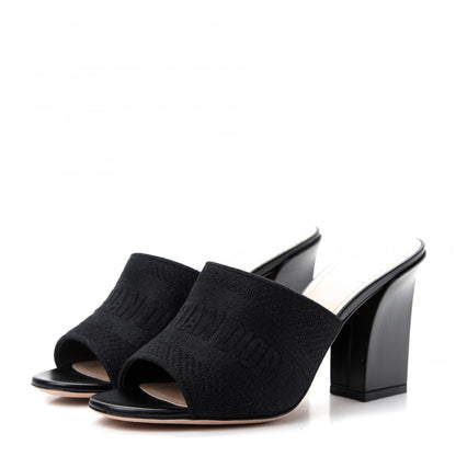 Christian Dior Cotton Embroidered Dway 85mm Slide Sandals 37.5 Black 3 of 11
