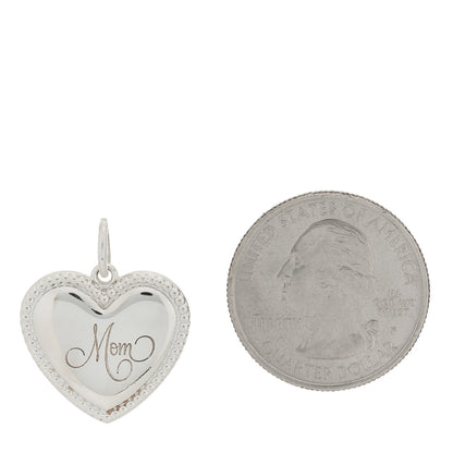 Tiffany Sterling Silver Beaded Mom Heart Tag Charm 2 of 3