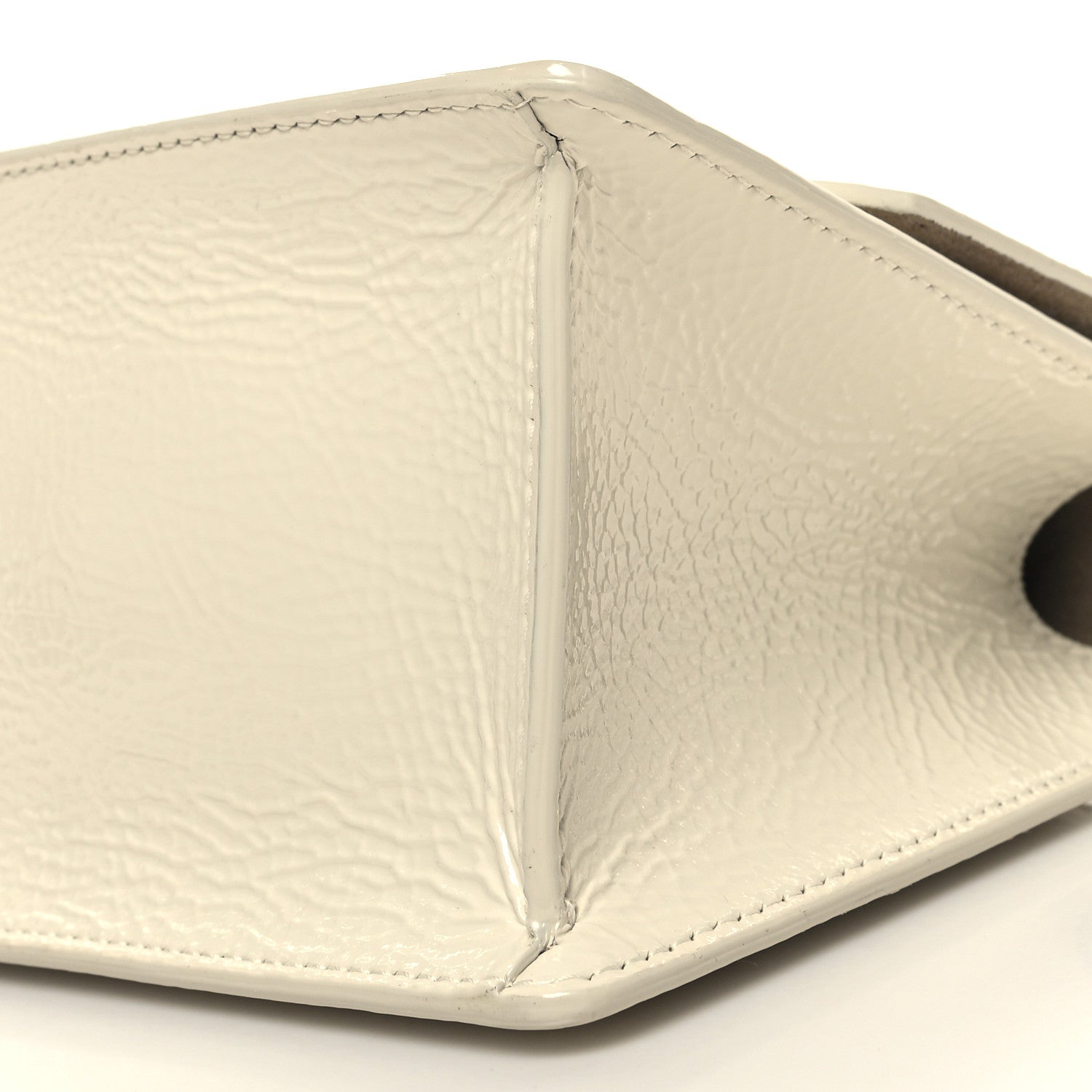 Jimmy Choo Textured Patent Calfskin Small Madeline Satchel Latte 9 of 9