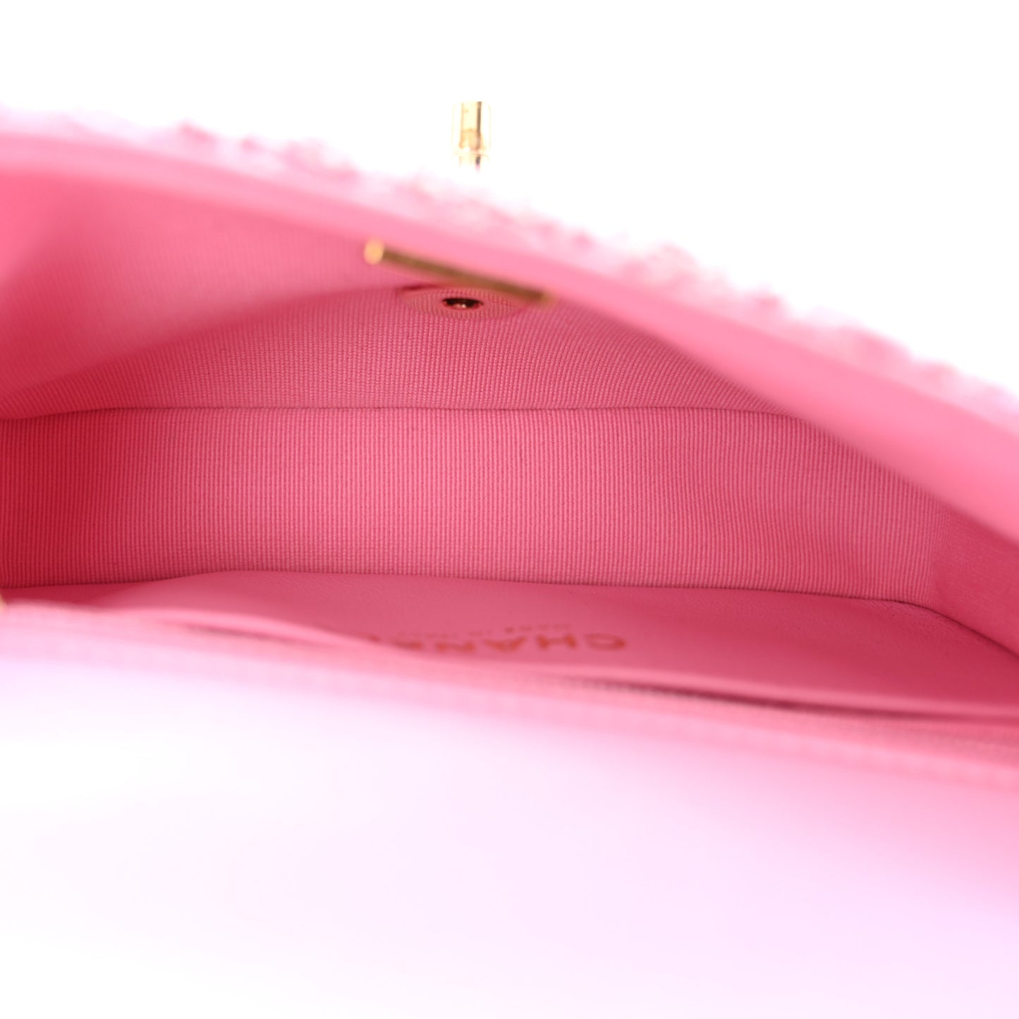 Tweed Resin Quilted Mini Heart Square Flap Pink White