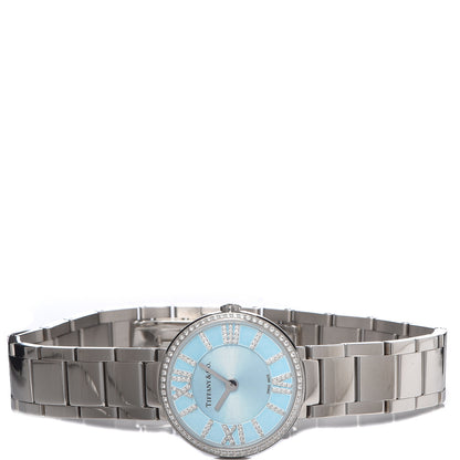 Tiffany Stainless Steel Diamond Bezel 24mm Atlas 2-Hand Quartz Watch Ice Blue 3 of 6