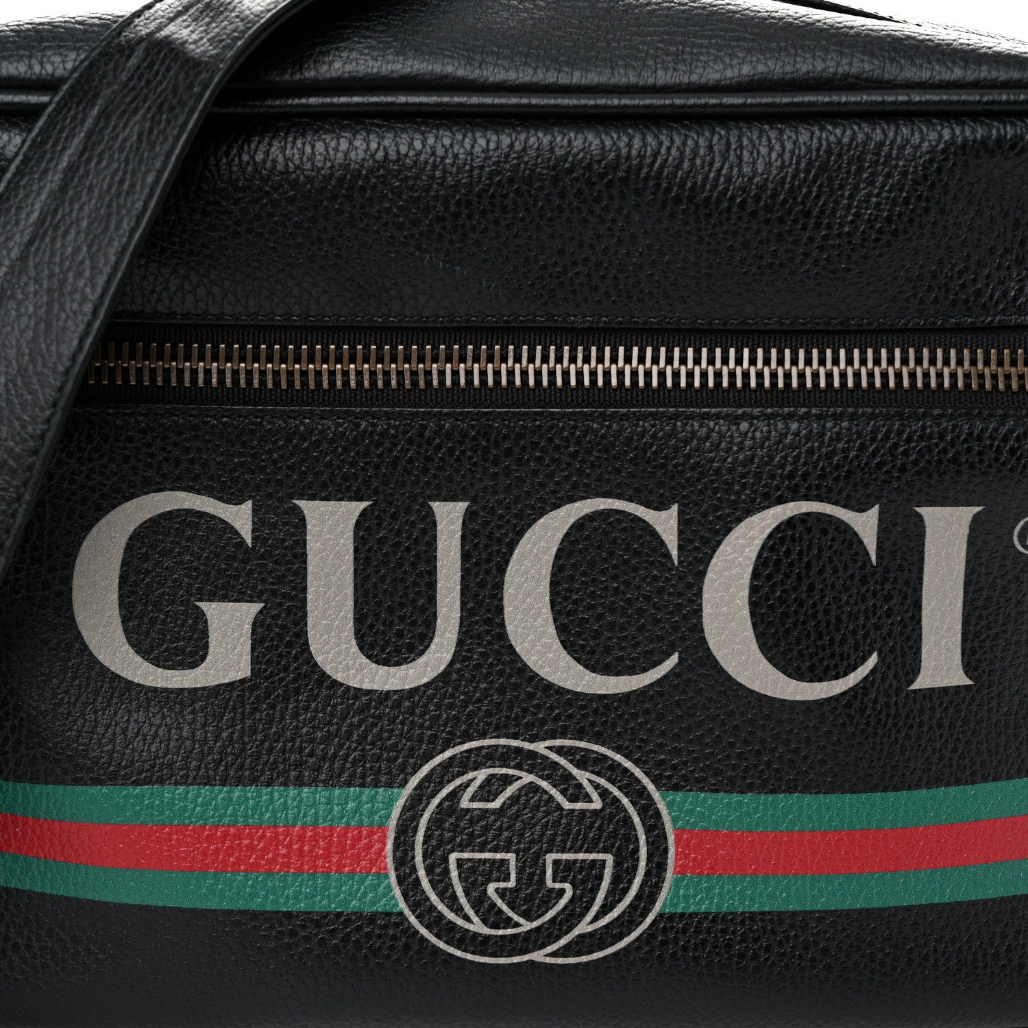 Gucci Pebbled Calfskin Logo Messenger Bag Black 8 of 14
