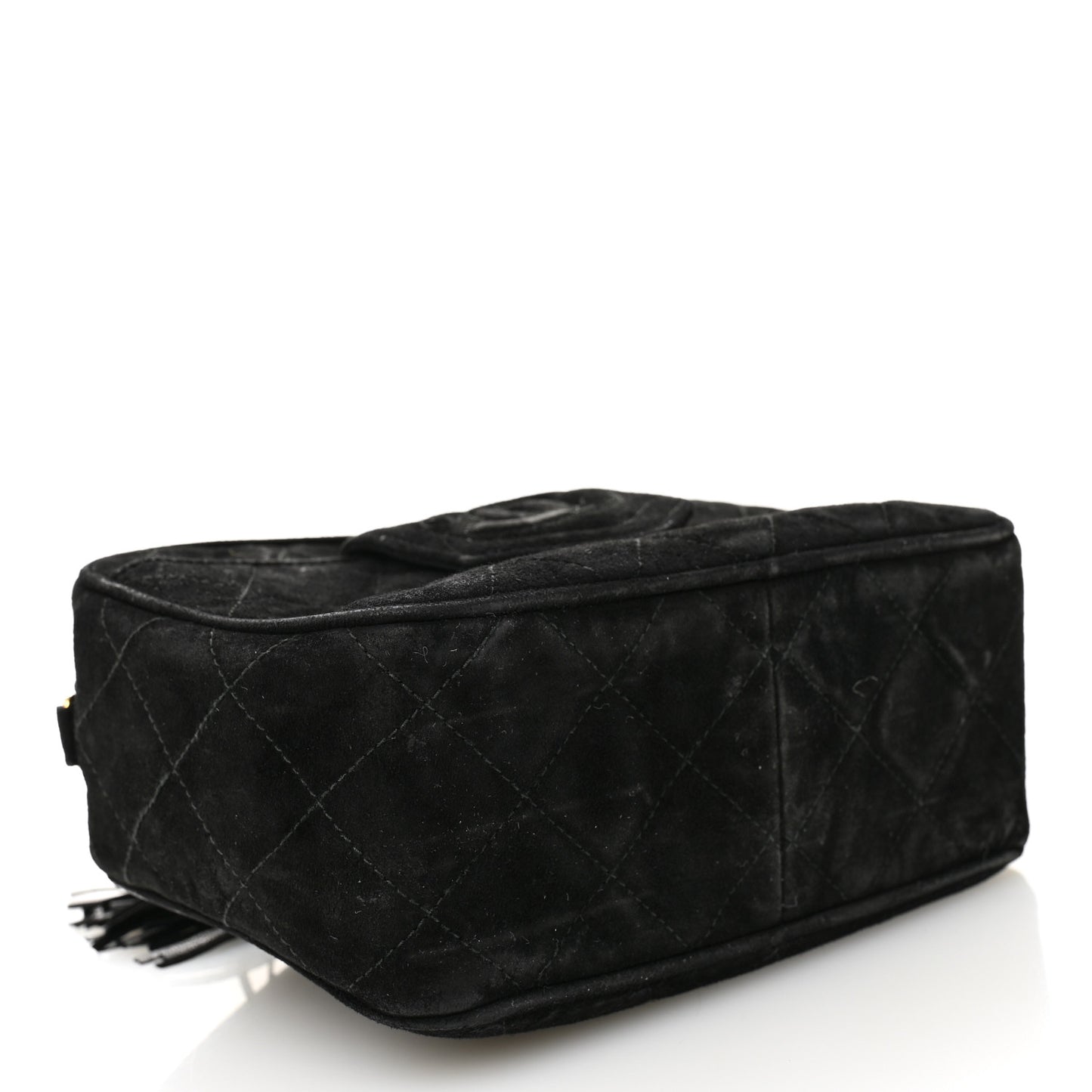 Suede Quilted CC Tassel Camera Case  Black
