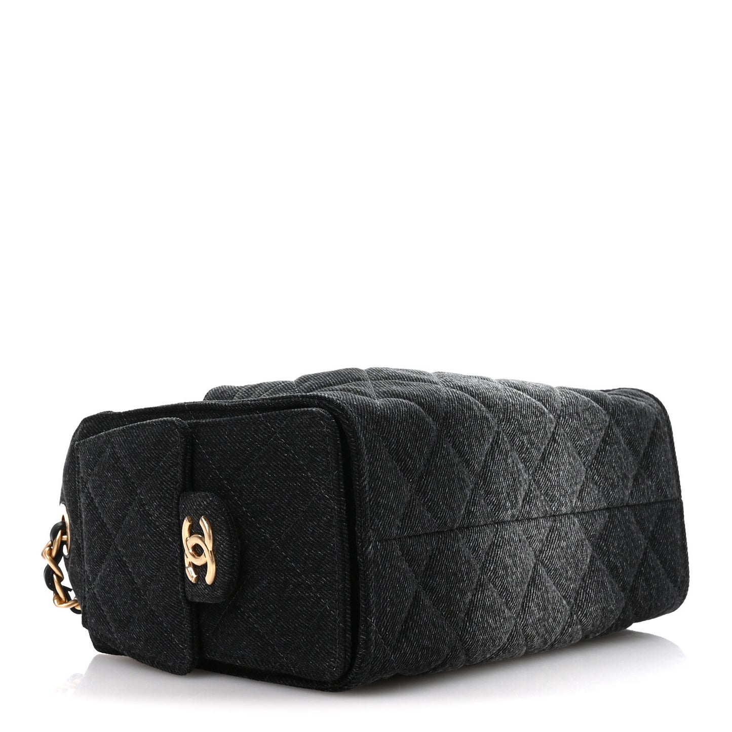 Washed Denim Quilted Mini Chanel 25 Handbag Black