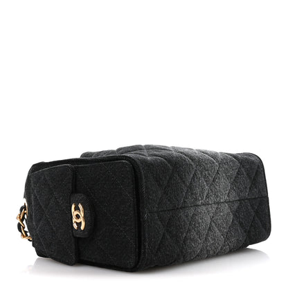 Chanel Washed Denim Quilted Mini Chanel 25 Handbag Black 4 of 11