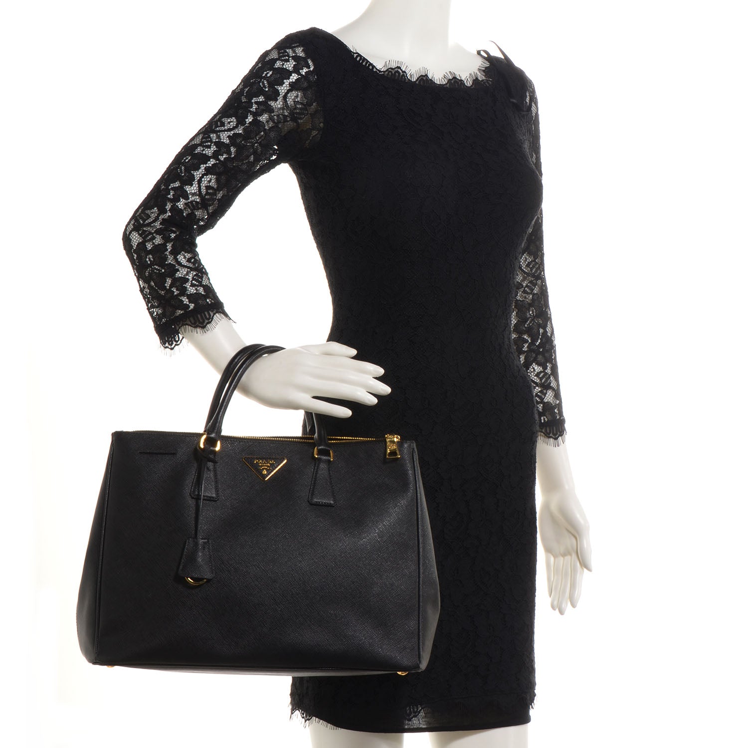 Prada Saffiano Lux Large Double Zip Tote Nero Black 2 of 10
