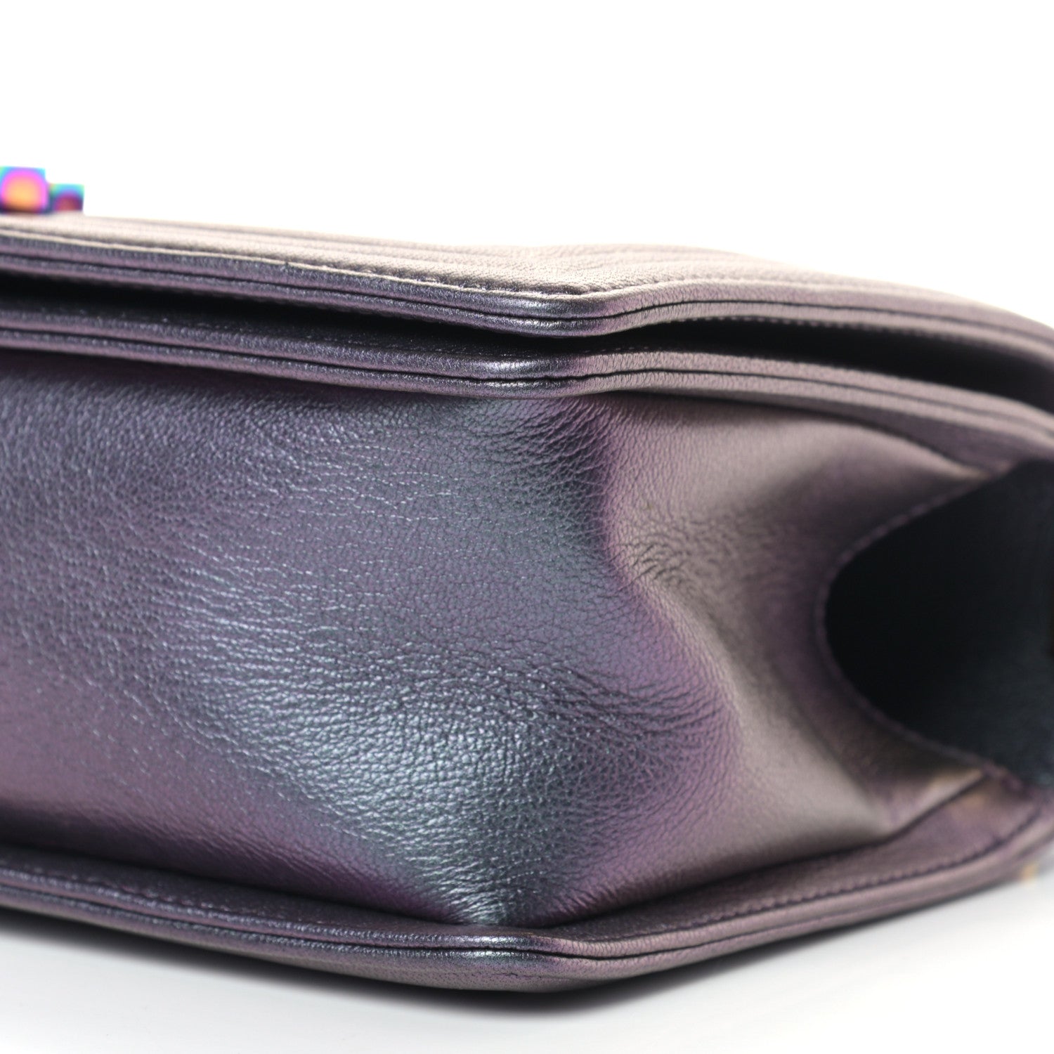 Chanel Iridescent Goatskin Quilted Medium Boy Flap Purple 9 of 12