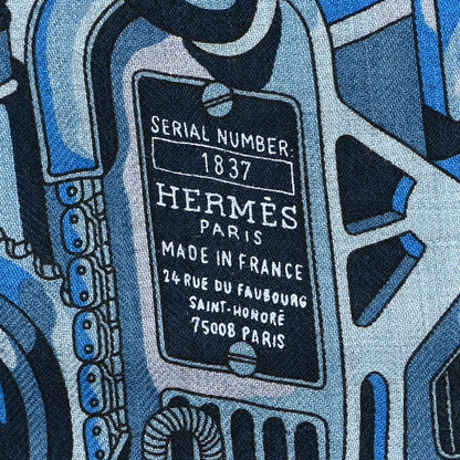 Hermes Cashmere Silk 600 Chevaux Rectangle Scarf Marine Gris Chine 4 of 7