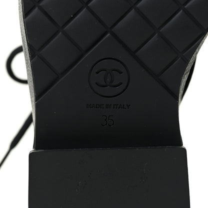 Chanel Calfskin Pearl Lace Up Combat Short Boots 35 Black 6 of 6