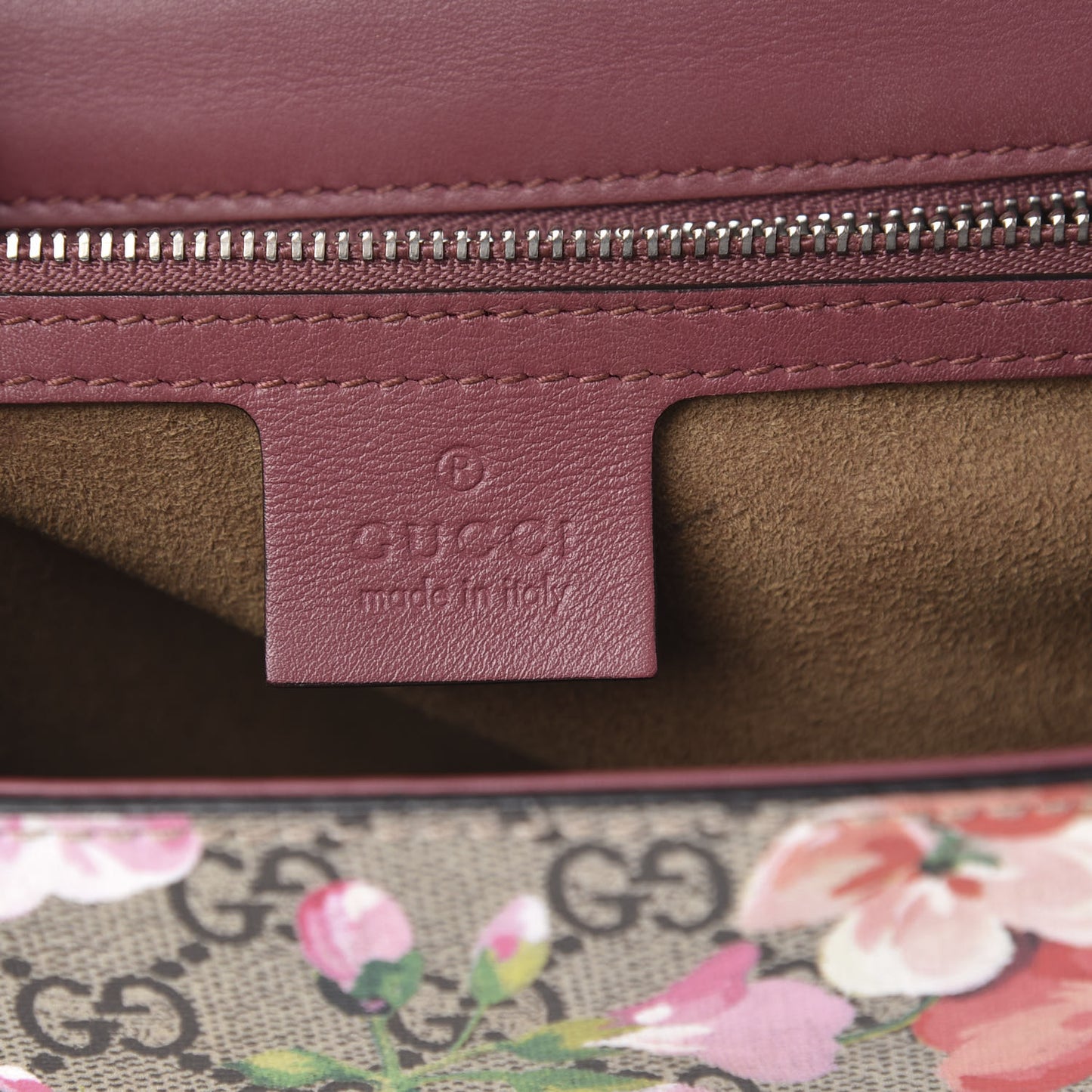 GG Supreme Monogram Blooms Medium Padlock Shoulder Bag Beige Multicolor Dry Rose
