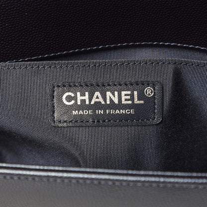 Chanel Metallic Caviar Quilted Medium Boy Flap Navy 7 of 9