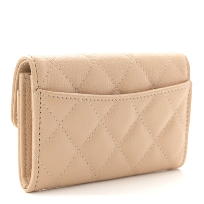 Chanel Caviar Quilted Flap Card Holder Wallet Beige 3 of 9