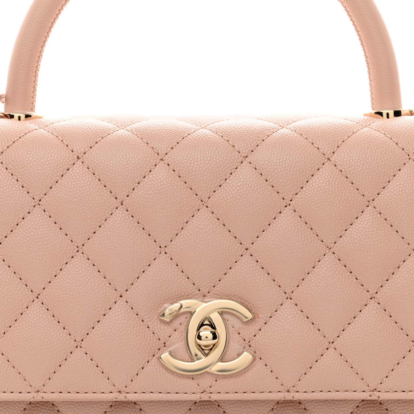 Caviar Quilted Small Coco Handle Flap Light Pink