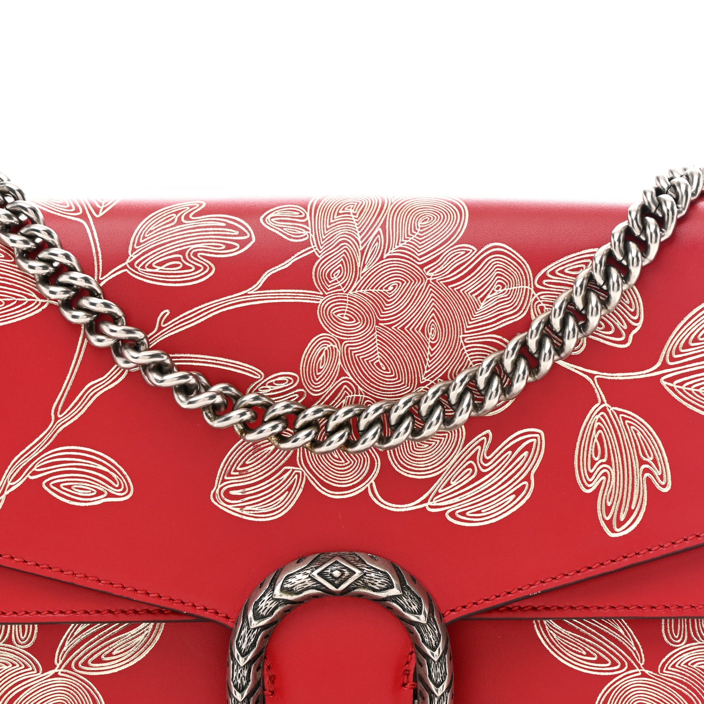 Calfskin Chinese New Year Medium Dionysus Shoulder Bag Hibiscus Red