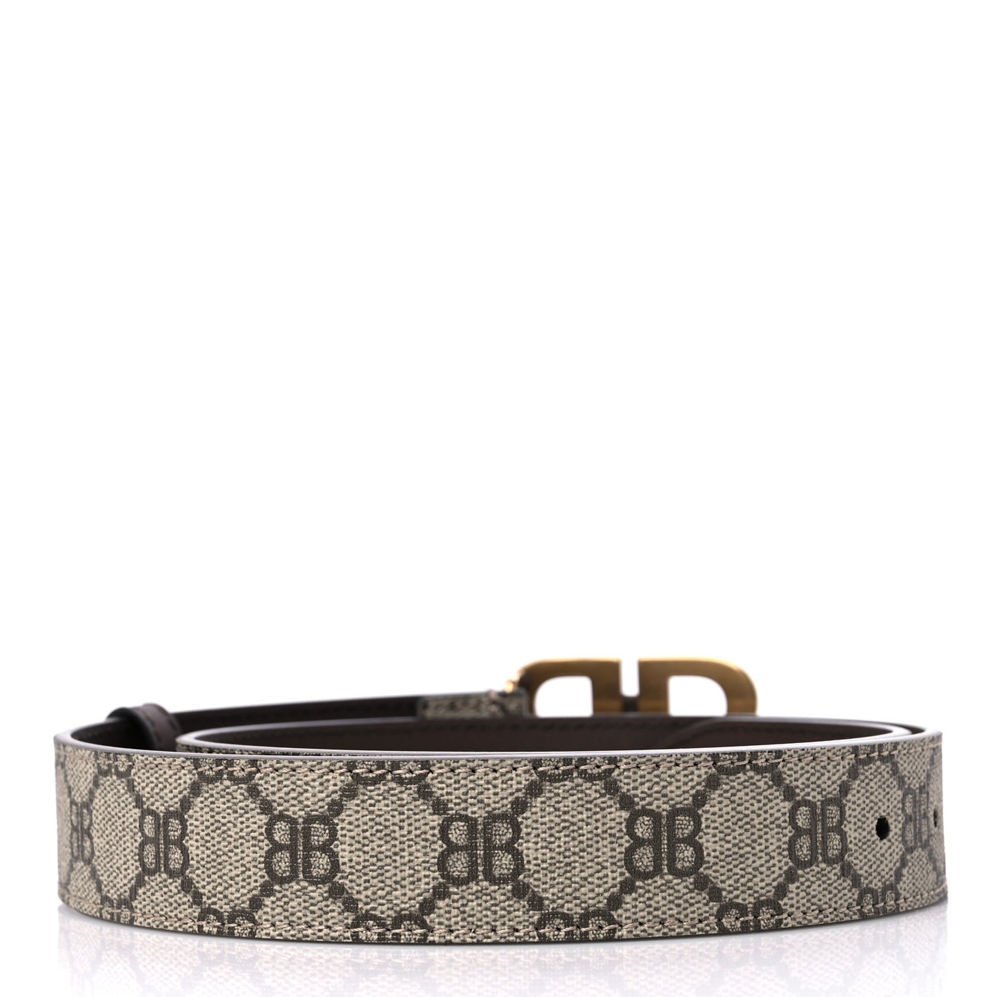 X BALENCIAGA BB Supreme Monogram Belt 80 32 Beige Ebony