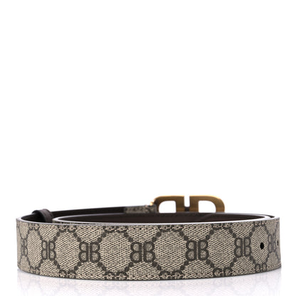 Gucci X BALENCIAGA BB Supreme Monogram Belt 80 32 Beige Ebony 2 of 5