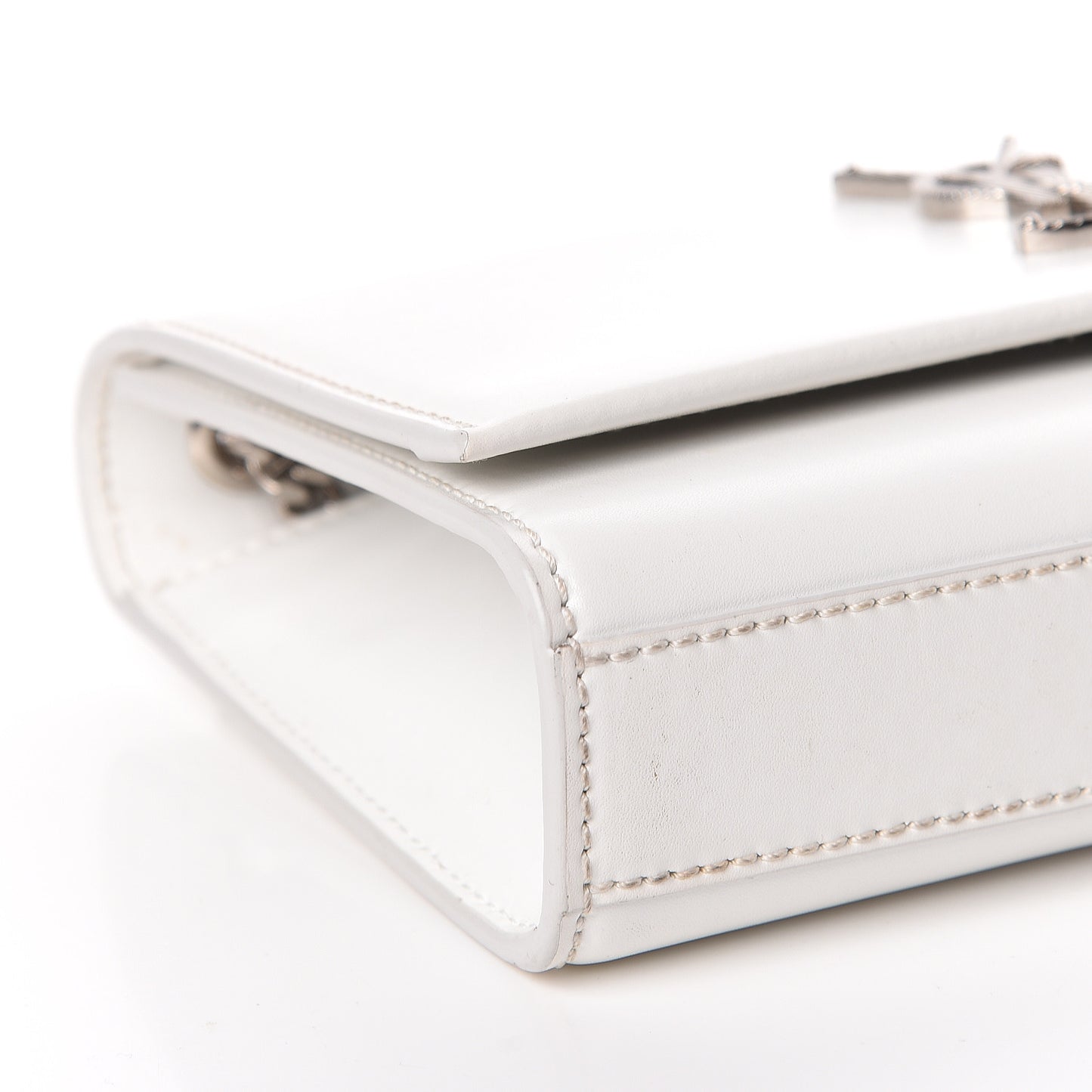 Smooth Calfskin Small Monogram Kate Satchel Optical White