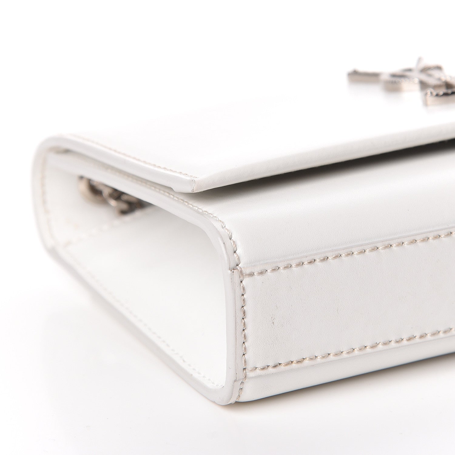 Saint Laurent Smooth Calfskin Small Monogram Kate Satchel Optical White 10 of 15